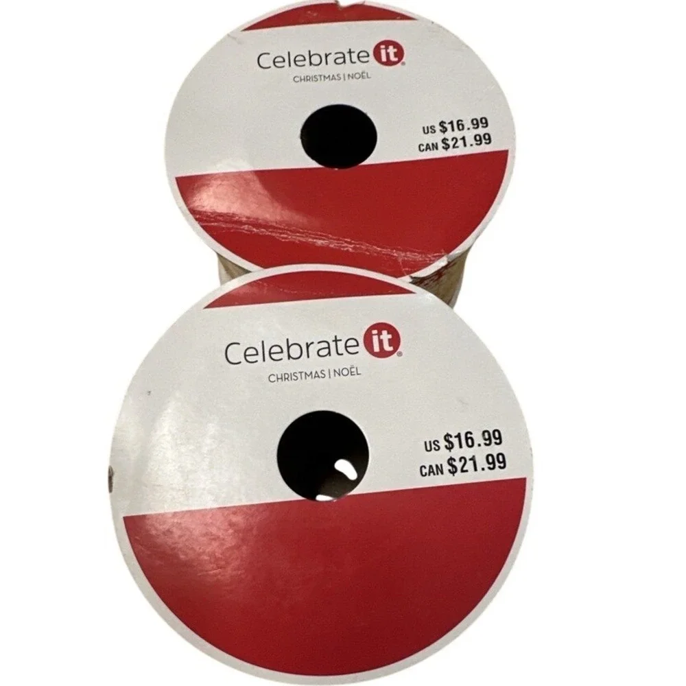 (2) Celebrate‎ it Christmas wired ribbon Reindeer 3.5